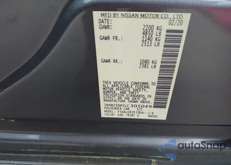 2020 Nissan Leaf Sl Plus 62 Kwh from USA, damaged, VIN 1N4BZ1DP2LC305049